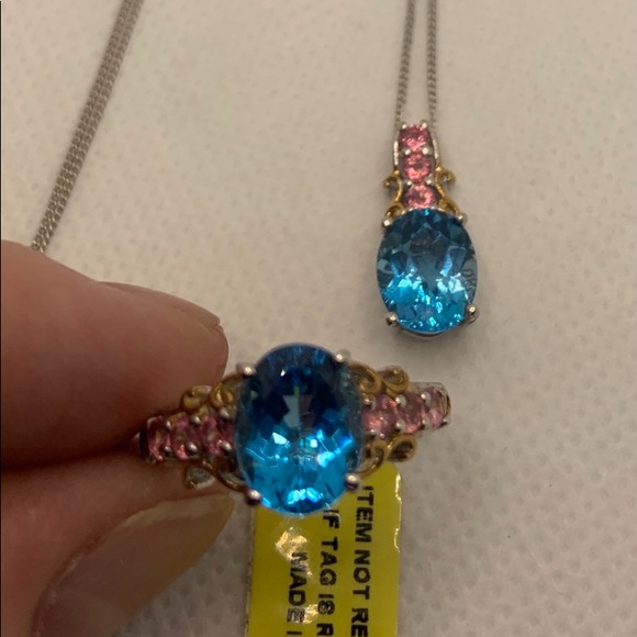 TOPAZ, PINK SPINEL RING AND MATCHING PENDANT - Picture 2 of 8